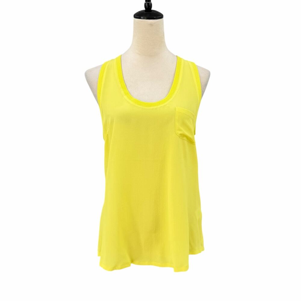 Joie NWT Alicia Neon Yellow 100% Silk Racerback Scoop Neck Lightweight Tank